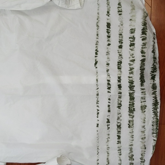 Zara White Button Down with Green Print Detail - Picture 7 of 8